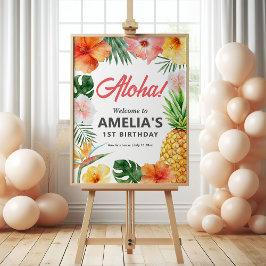 Tropische Hawaiiaanse verjaardagsfeest welkomstbor Poster