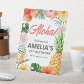 Tropische Hawaiiaanse verjaardagsfeest welkomstbor Reclamebord Met Voetstuk (Insitu)