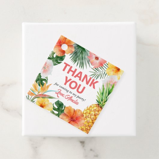 Tropische Hawaiiaanse verjaardagsfeestje cadeau la Bedankjes Labels (In situ)