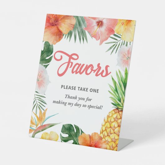 Tropische Hawaiiaanse verjaardagsfeestje is een fa Reclamebord Met Voetstuk (Voorkant)