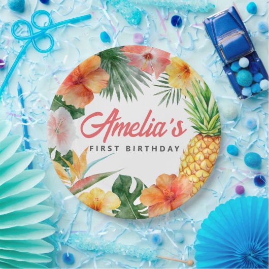 Tropische Hawaiiaanse verjaardagsfeestje papier Bo Papieren Bordje (Feest)