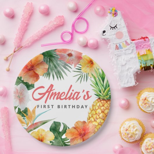 Tropische Hawaiiaanse verjaardagsfeestje papier Bo Papieren Bordje (Feest)