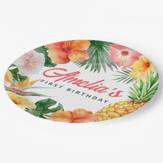 Tropische Hawaiiaanse verjaardagsfeestje papier Bo Papieren Bordje (Gekanteld)