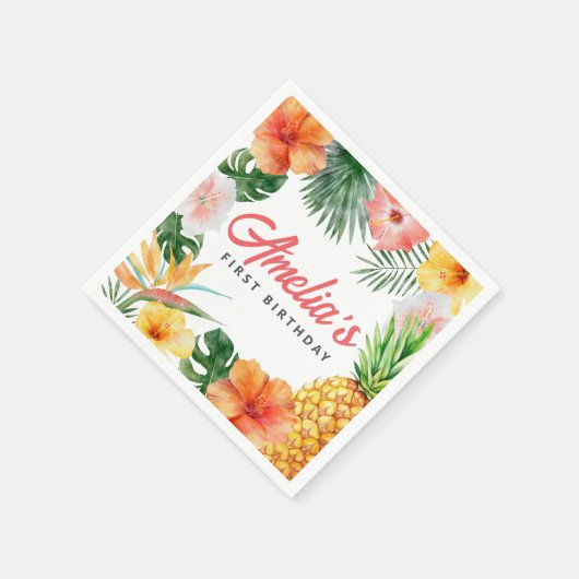 Tropische Hawaiiaanse verjaardagsfeestje servetten (Hoek)