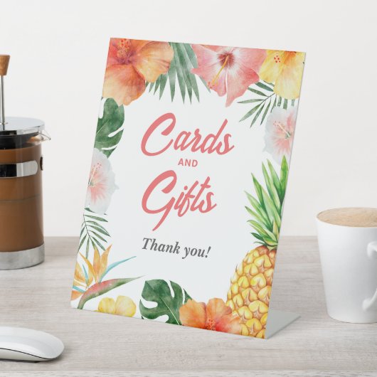 Tropische Hawaiiaanse verjaardagskaarten en gesche Reclamebord Met Voetstuk (Insitu)