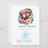 Tropische Hawaiiaanse verlovingsfeest uitnodiging (Voorkant)
