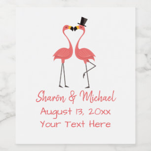 Tropische Hawaiian Beach roze flamingo Weddenschap Wijn Etiket