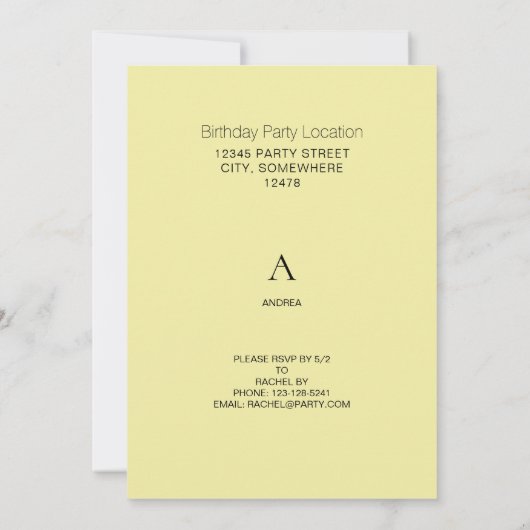 Tropische Hawaiian Floral Birthday Party Yellow Kaart (Achterkant)