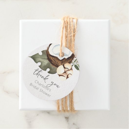 Tropische Hawaiian Floral & Coconut Bedankjes Labels (In situ)