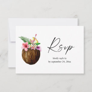 Tropische Hawaiian Floral & Coconut met meel RSVP Kaartje