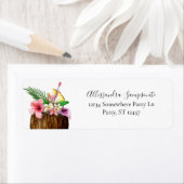 Tropische Hawaiian Floral & Coconut Return Adresse Etiket (Insitu)
