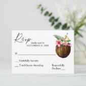 Tropische Hawaiian Floral Coconut Tree RSVP (Staand voorkant)