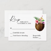 Tropische Hawaiian Floral Coconut Tree RSVP (Voorkant / Achterkant)