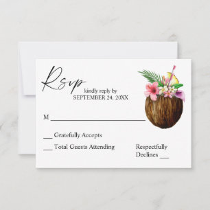 Tropische Hawaiian Floral Coconut Tree RSVP Kaartje
