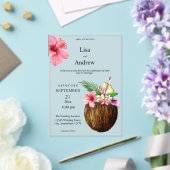 Tropische Hawaiian Floral & Coconut Wedding Acryl Uitnodigingen (Insitu (Huwelijk))