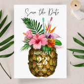 Tropische Hawaiian Floral & Pineapple Save the Dat Briefkaart