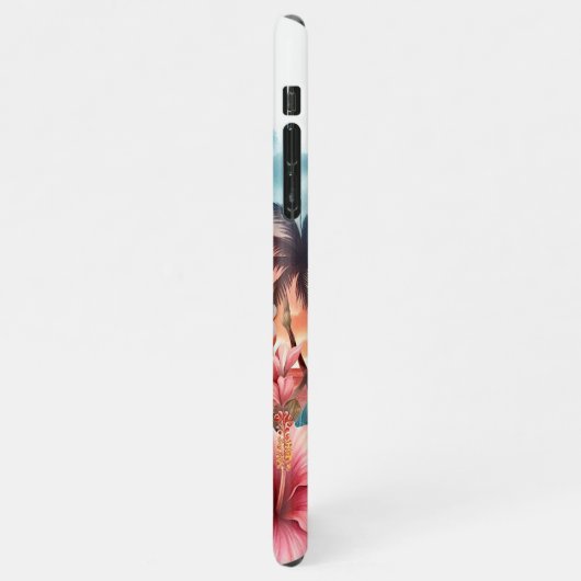 Tropische Hawaiian Floral Sunset Beach Scene iPhone Hoesje (Linkerkant)