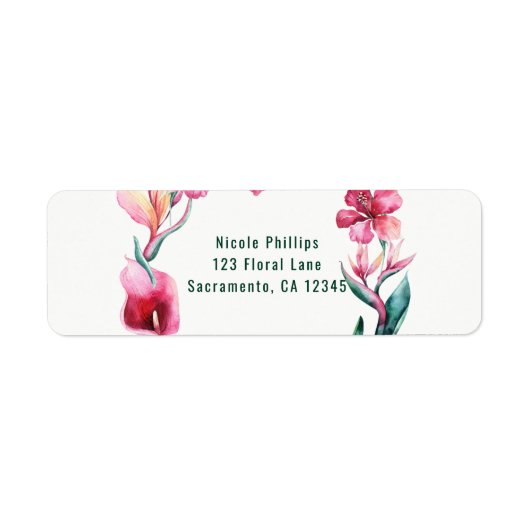 Tropische Hawaiian Flowers Elegant Wedding Party Etiket (Voorkant)