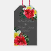 Tropische Hawaiian Flowers op Elegant Grey Cadeaulabel (Achterkant)