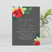Tropische Hawaiian Flowers op Elegant Grey Kaart (Staand voorkant)