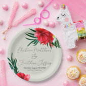 Tropische Hawaiian Flowers op Elegant Sage Green Papieren Bordje (Feest)