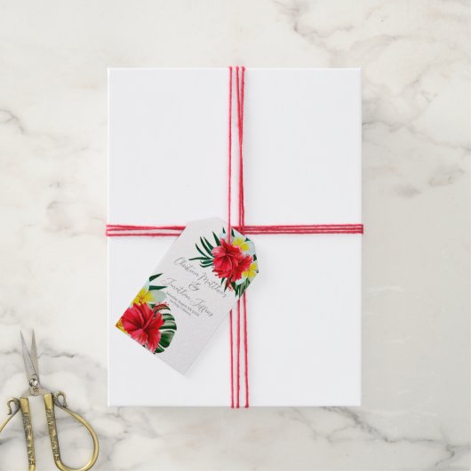 Tropische Hawaiian Flowers op Elegant White Cadeaulabel (Met Touw)