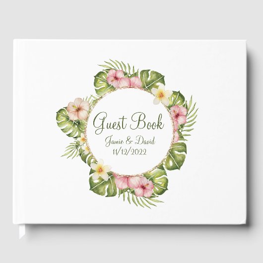 Tropische Hawaiian Flowers Weddenschap Gastenboek (Voorkant)