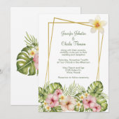 Tropische Hawaiian Flowers Weddenschap Kaart (Voorkant / Achterkant)