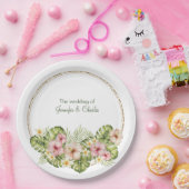 Tropische Hawaiian Flowers Weddenschap Papieren Bordje (Feest)