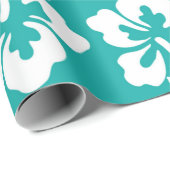 Tropische Hawaiian Hibiscus Flower Aqua Cadeaupapier (Rol Hoek)