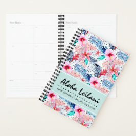 Tropische Hawaiian Hibiscus & Palm Leaf Waterverf Planner