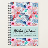 Tropische Hawaiian Hibiscus & Palm Leaf Waterverf Planner (Voorkant)