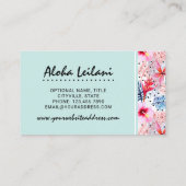 Tropische Hawaiian Hibiscus & Palm Leaf Waterverf Visitekaartje (Achterkant)