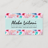 Tropische Hawaiian Hibiscus & Palm Leaf Waterverf Visitekaartje (Voorkant)