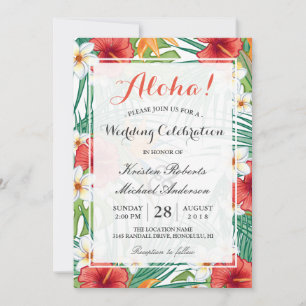 Tropische Hawaiian Hibiscus Wedding Celebratie Kaart