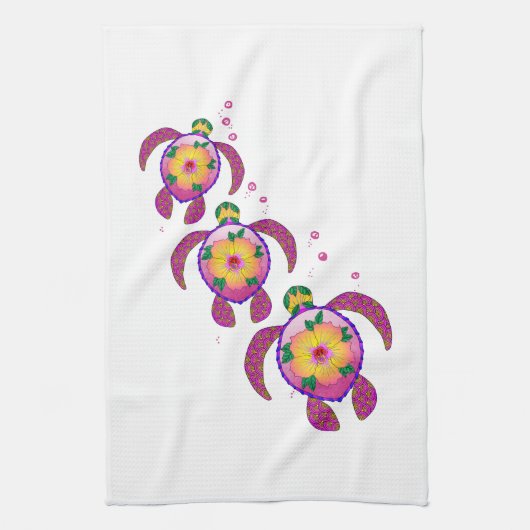Tropische Hawaiian Honu Turtles Theedoek (Verticaal)