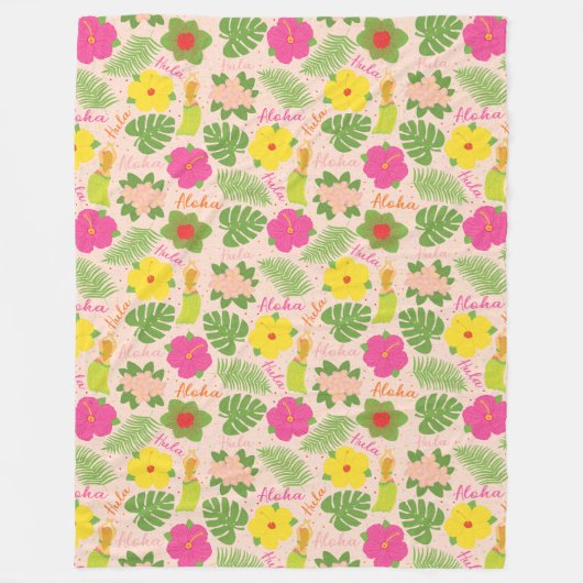 Tropische Hawaiian Hula Dancer Gezellige Kunst Fleece Deken (Voorkant)