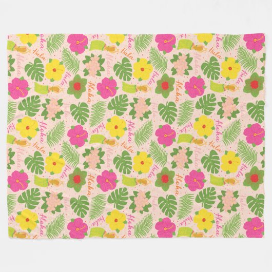 Tropische Hawaiian Hula Dancer Gezellige Kunst Fleece Deken (Voorkant (Horizontaal))