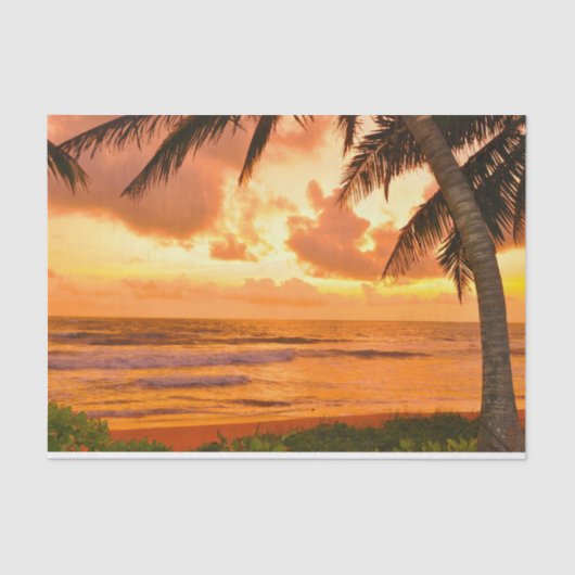Tropische Hawaiian Island Beach Sunset Tissuepapier (Voorkant)