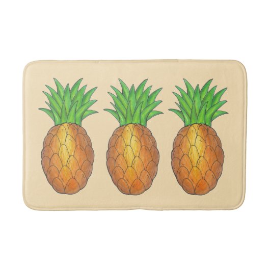 Tropische Hawaiian Island Pineapple Beach Print Badmat (Voorkant)