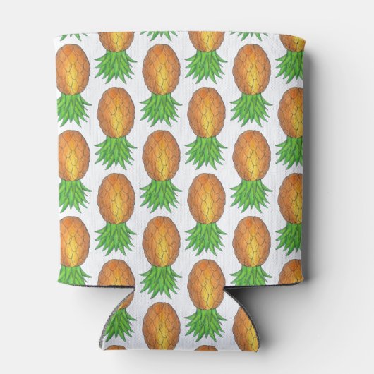 Tropische Hawaiian Island Pineapple Beach Print Blikjeskoeler (Achterkant)