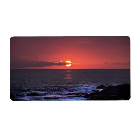 Tropische Hawaiian Ocean Sunset Background - Hawai Etiket (Voorkant)