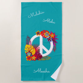 Tropische Hawaiian Peace Love Personated Blue Strandlaken