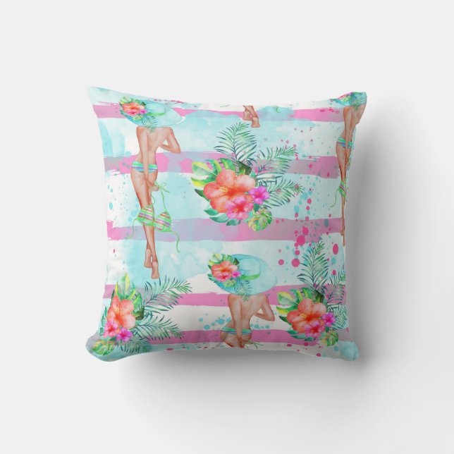 Tropische Hawaiian Pillow Kussen (Voorkant)