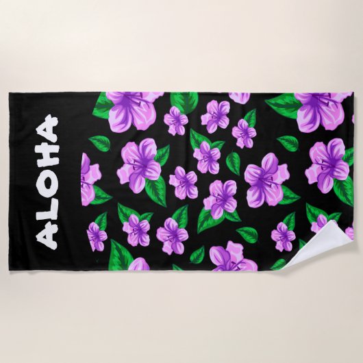 Tropische Hawaiian Style Floral Aloha Message Strandlaken (Voorkant)