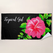Tropische Hawaiian Style Hibiscus Strandlaken (Voorkant)