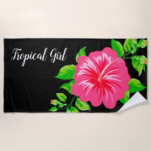 Tropische Hawaiian Style Hibiscus Strandlaken (Voorkant)