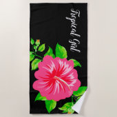 Tropische Hawaiian Style Hibiscus Strandlaken (Voorkant)