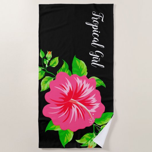 Tropische Hawaiian Style Hibiscus Strandlaken (Voorkant)