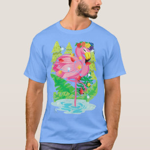 Tropische Hawaiian Summer Pink Flamingo Xmas Licht T-shirt
